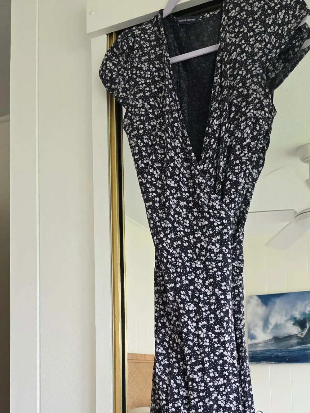 Brandy Melville Black Floral Wrap Maxi Dress - Picture 3 of 5